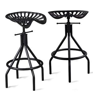 lot 5534 image: Set of 2,Industrial Bar Stool - Cast Iron Tractor Seat Stool Adjustable Swivel Metal Farmhouse Stool,Breakfast Bar Stool,Counter Height-Pub Height,24.6-30.5 Inch