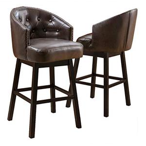lot 5535 image: Christopher Knight Home Ogden KD Swivel Barstool (2 piece set) - Brown
