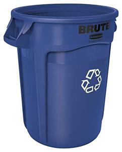 lot 5545 image: Rubbermaid Commercial Products FG262073BLUE Brute Heavy-Duty Round RecyclingComposting Bin, 20-Gallon, Blue Recycling