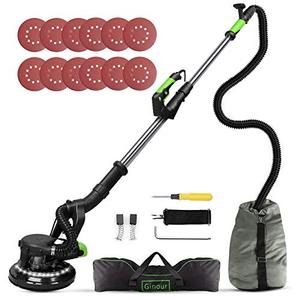 lot 5561 image: Drywall Sander, Ginour 6A 7 Variable Speed 1000-1800RPM Wall Sander With Vacuum Attachment, LED Light, Extendable Handle, Long Dust Hose, Storage Bag, 12 Sanding Discs