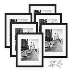 lot 5566 image: FEGO 11x14 Picture Frames Set of 6, Wall Gallary Photo Frame, Display Pictures 8x10 with Mat or 11x14 Without Mat, Non-trace Nails Included, 11x14 Frame Black For Photography Photo etc.