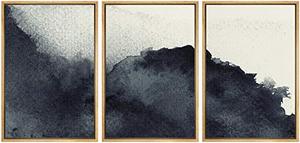lot 5573 image: NWT - Framed Canvas Wall Art for Living Room, Bedroom Abstract Zen Canvas Prints for Home Decoration Ready to Hanging - 24x36x3 Panels
