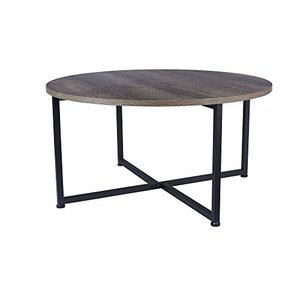 lot 5586 image: Household Essentials Grey Top Black Frame Ashwood Round Coffee Table, 31.5 x 31.5