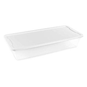 lot 5590 image: Homz Snaplock Clear Storage Bin with Lid, Large-41 Quart, White, 2 Pack