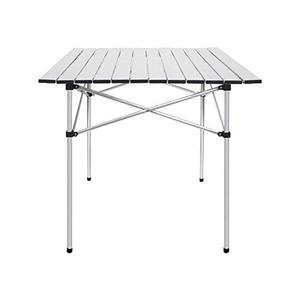 lot 5593 image: Deanurs Folding Tables Camping Roll Up Aluminum Portable Square Table for Outdoor Hiking Picnic,28 x 28 wCarry Bag,Silver