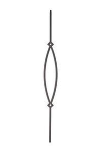 lot 5598 image: T16 - Iron Balusters - Pointed Oval - Hollow - 44 in X 12 in Square - Box of 5 (Satin Black)