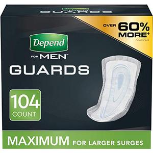 lot 5602 image: Depend Incontinence GuardsBladder Control Pads for Men, Maximum Absorbency, 104 Count (2 Packs of 52) (Packaging May Vary)
