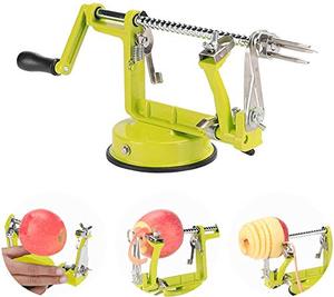 lot 5609 image: Apple Peelers, 3 In 1 Stainless Steel Apple Peeler Corer Slicer with Suction Base Spiral Multicolor Peelers Slicer (Green)