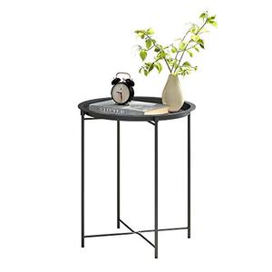 lot 5623 image: HOME BI Tray Metal End Table, Round Side Table, NightstandSofa Table for Living Room, Bedroom, Grey