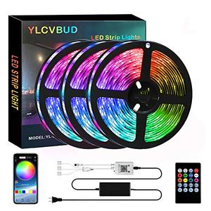 lot 5631 image: 40ft LED Strip Lights,YLCVBUD Lights Strip Music Sync 5050 RGB SMD Color Changing Sensitive Built-in Mic App Bluetooth Controller 20Key Remote Rope Lights for Home Bedrooms Party Decoration