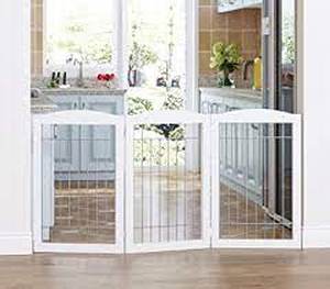 lot 5367 image: Spirich Freestanding Wire Pet Gate for Dogs, 60 inches Extra Wide, 30 inches ...