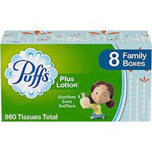 lot 5565 image: Puffs Plus Lotion Facial Tissues, 8 Family Boxes, 120 Tissues per Box (960...