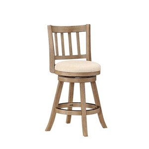 lot 1203 image: Boraam  - 24in. Sheldon Counter Stool - Driftwood Gray Wire-brush and Ivory - Retail $125.00