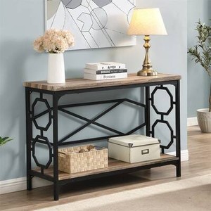 lot 1210 image: Merax Rustic Sofa Table with Storage Shelf -  Retail $209.99