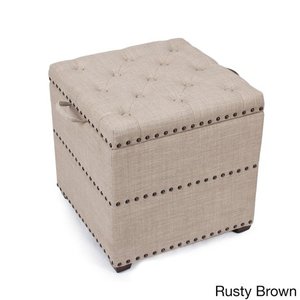 lot 1223 image: Adeco Fabric Square Ottoman with Tray - Retail $107.09