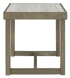 lot 1225 image: Challene Collection -  End Table with Faux Carrara Marble Top -Style Design - Light Gray - Retail $144.99