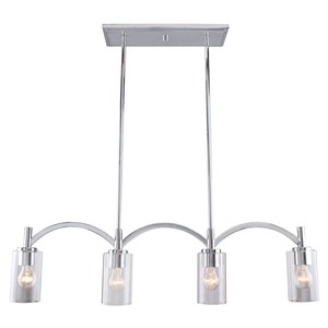 lot 1226 image: Devora - 4-Light Chrome and Clear Glass Linear Pendant - Retail $143.98