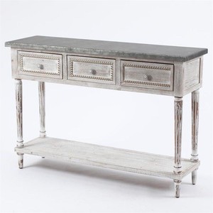 lot 1230 image: Luxen Home - Wood and Metal Farmhouse Distressed Console Table - Retail $267.31