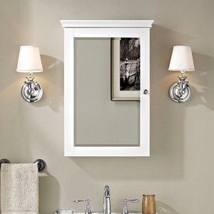 lot 1232 image: Lydia - Mirrored Wall Cabinet - White - Retail$141.99