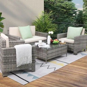 lot 1246 image: BOX 1 OF 2PARTIAL Armitage - 4 piece Outdoor Wicker Sofa Set with Cushions - Retail$542.49