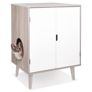 lot 1252 image: Penn Plax CatWalk Privacy Please Litter Cabinet - Wood Grain - Retail $149.00