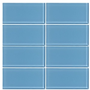 lot 1214 image: Vicci Design 3 x 6 Sky Blue Subway Tiles 48 count - Retail $239.52