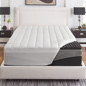 lot 1219 image: Slumber Solutions Active 2.5 Twin Big Bump Charcoal Memory Foam Mattress Topper with 1.5 Cover - Retail $85.99