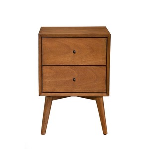 lot 1257 image: Flynn -  Mid Century Modern 2 -Drawer - Nightstand Accent Table, Acorn Finish - Retail $333.99