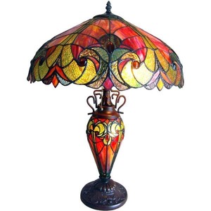 lot 1261 image: Chloe Tiffany Style Victorian Design Double Lit 21-light-  Dark Bronze Table Lamp - Retail$178.99