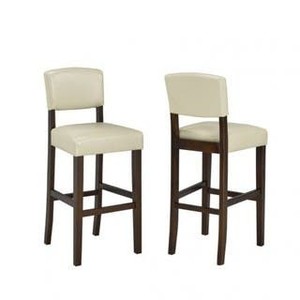 lot 1266 image: Brassex Inc. 24in. Barstools (Set of 2)  Cream Faux Leather Cushions - Retail $209.00