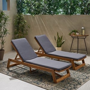 lot 1277 image: Nadine Outdoor Fabric Chaise Lounge Dark Gray CUSHIONS (Set of 2) by Christopher Knight Home - Retail$185.99