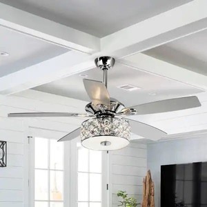 lot 1282 image: 52-inch Crystal Chandelier Wooden 5-Blade Ceiling Fan with Remote - Retail$219.99