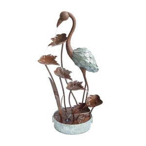 lot 1283 image: Metal Flamingo with Leaves in Pail Fountain - Retail $286.99