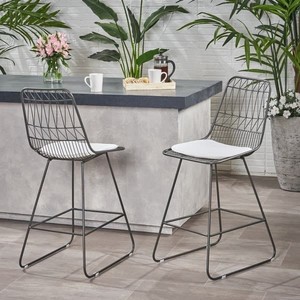 lot 1285 image: Christopher Knight Home - Niez Modern Outdoor 26in. Seats Geometric Counter Stool (Set of 2) - Retail$169.49