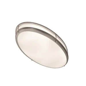 lot 1291 image: Covina-  2-light Satin Nickel Flush Mount, White Acrylic Diffuser - Satin Nickel - Retail $107.49