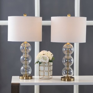 lot 1269 image: Jonathan Y - Bella Glass Triple-Sphere Led Table Lamp (Set of 2) - Retail $125.62