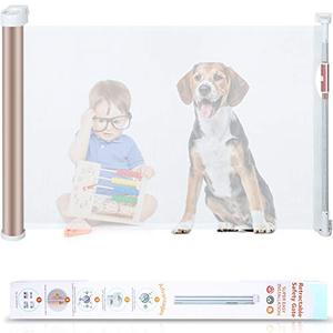 lot 22345 image: Babepai Retractable Baby Safety Gate - 3-Direction Rotated Openings Mesh Baby Gate 34�� Tall Extends to 54�� Wide Lockable Handle Latch Safety Gate for Kids and Dog Gate for Doorway Stair Banister Deck