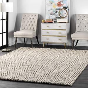 lot 22376 image: nuLOOM Vania Chevron Jute Rug, 4 x 6, Off White