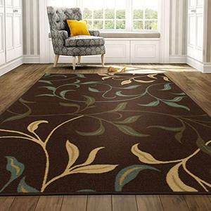 lot 22389 image: Ottomanson OTH2068-3X5 Area Rug, 33 X 50, Chocolate Leaves