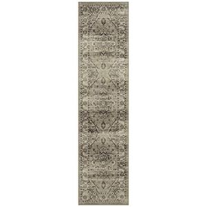lot 22402 image: Maples Rugs Distressed Lexington Non Slip Runner Rug For Hallway Entry Way Floor Carpet Made in USA, 26 x 10, BrownNeutral