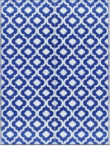 lot 22404 image: BalajeesUSA Outdoor Patio Rugs clearance 6x9 (183 cm x 274 cm) Blue n White 20317
