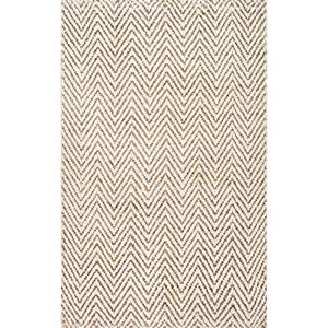 lot 22411 image: nuLOOM Vania Chevron Jute Rug, 5 x 8, Off White