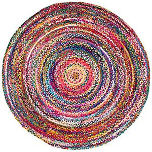 lot 22430 image: nuLOOM Tammara Boho Cotton Hand Braided Area Rug, 6 Round, Multi