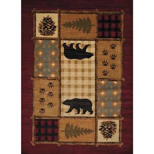 lot 22433 image: United Weavers Affinity Area Rug 750-05775 Lodge Mosaic Multi Bordered Acorns