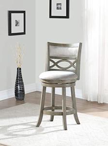 lot 22452 image: New Classic Furniture New Classic Manchester Swivel Counter Stool, Antique Grey, 24-Inch