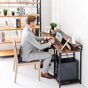lot 22489 image: TOPSKY Computer Desk with Storage Shelves23.2�� Keyboard TrayMonitor Stand Study Table for Home Office(46.5inch, Rustic Brown)