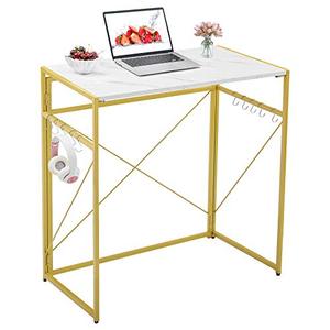 lot 22493 image: Mr IRONSTONE 31.5�� Folding Computer Desk, High Table Standing Desk (Laminate Marble) MISSING hardware