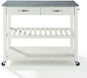 lot 22494 image: Crosley Furniture Full Size Kitchen Prep Cart , White MISSING Granite Top
