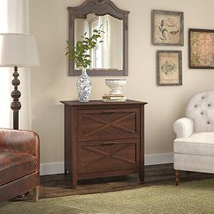 lot 22517 image: Bush Furniture Key West 2 Drawer Lateral File Cabinet in Bing Cherry