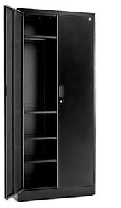 lot 22519 image: Fedmax Metal Storage Cabinet - 71 Tall wLocking Doors & Adjustable Shelves - Steel Utility Cabinets for Garage, Office, Classroom, Kitchen Pantry -70.86 L x 31.5 W x 15.75 D  Black